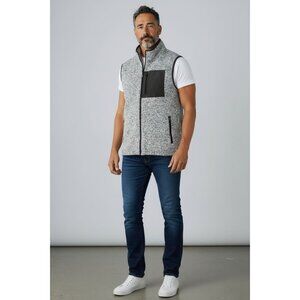 SONOMA Mens Sweater Fleece Vest SZ L Black Gray Sleeveless Zip Supersoft Jacket